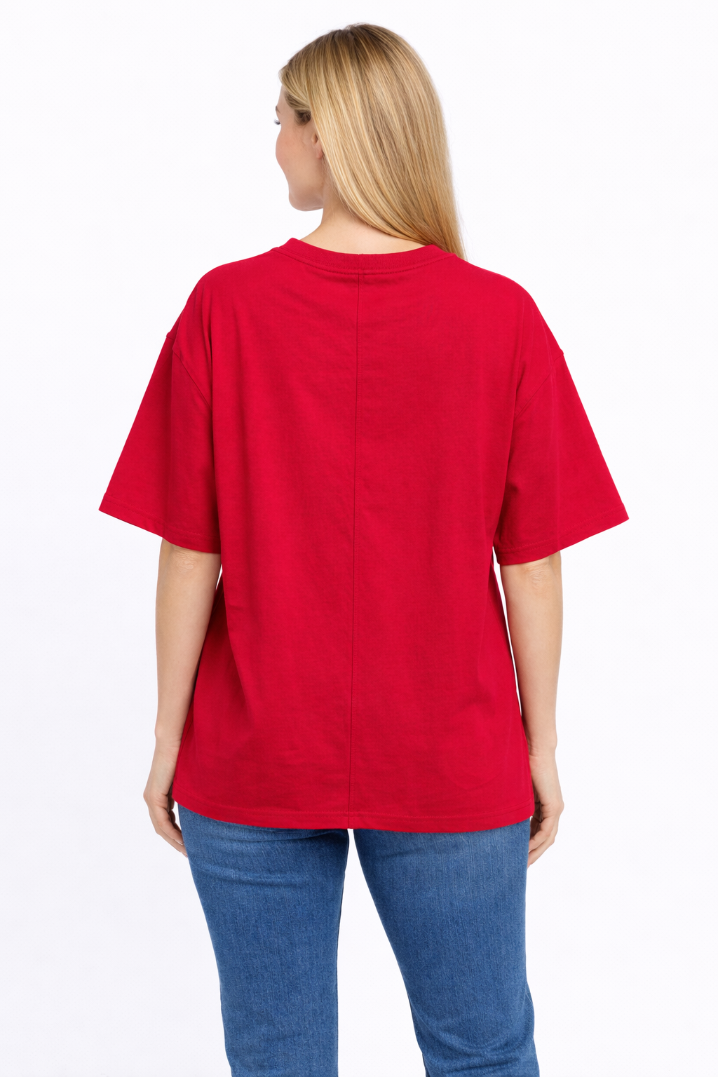 Oversized 'America' Towel & Rhinestone Embroidery Stripe Tee