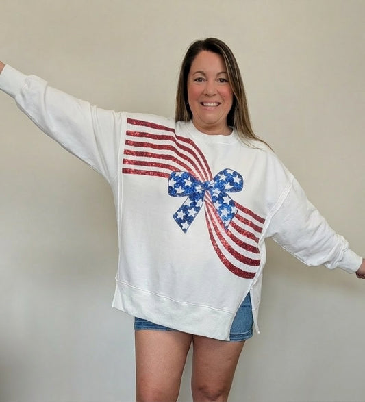 Bow Sequin Embroidery Detail Sweatshirt