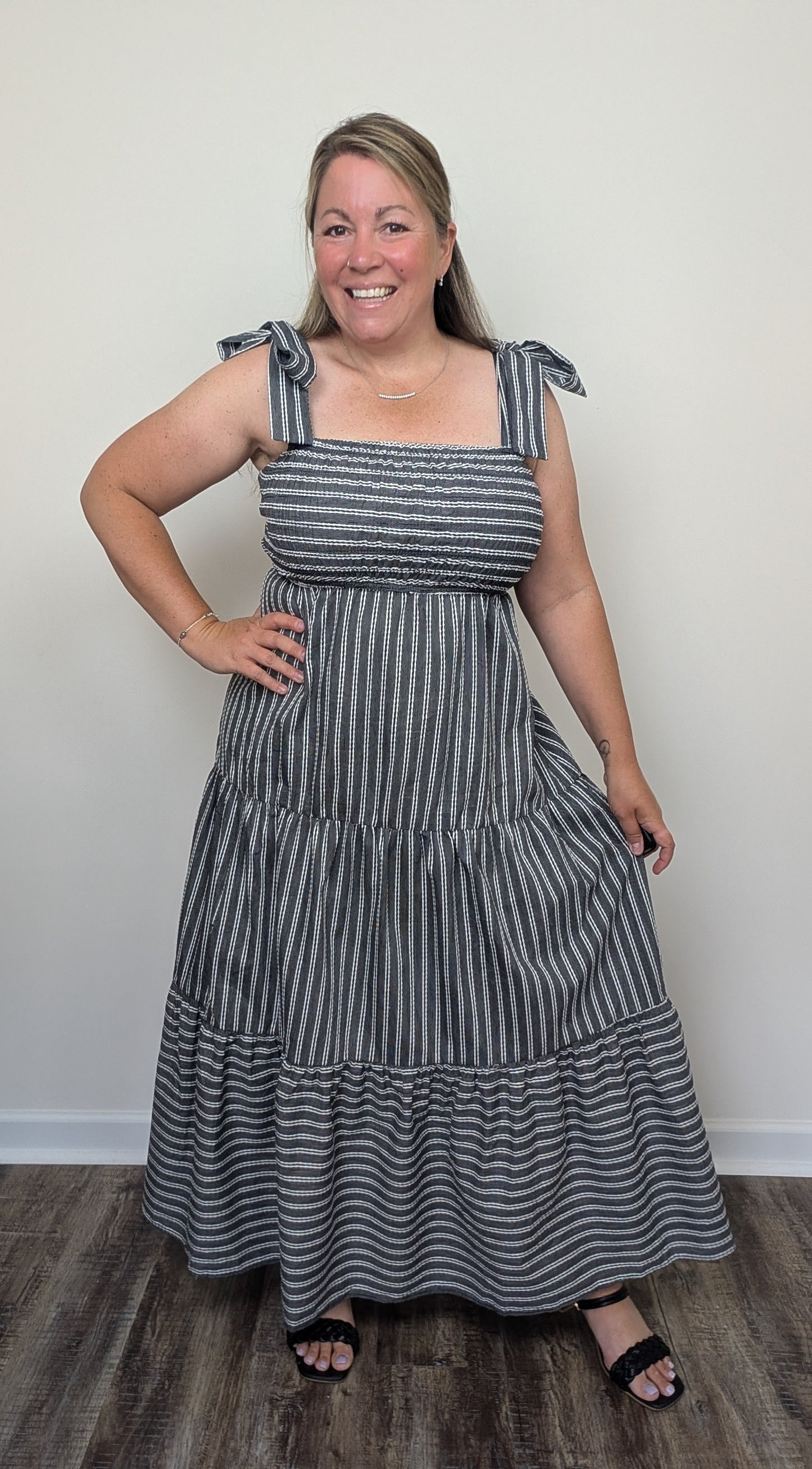 Midnight Stripe Maxi dress