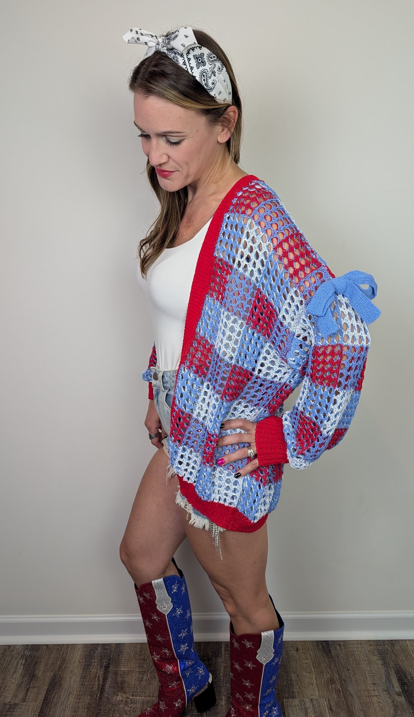 Americana Breeze Open Knit Cardigan