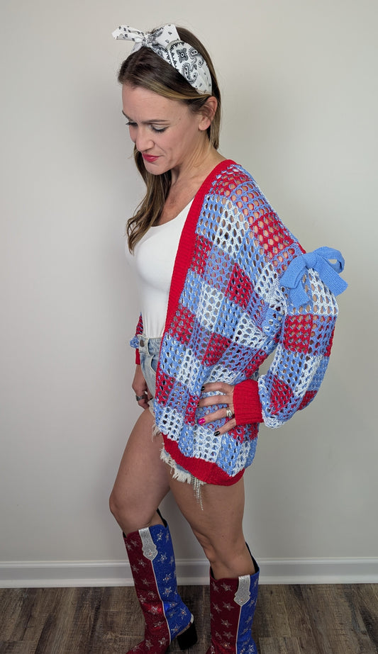 Americana Breeze Open Knit Cardigan