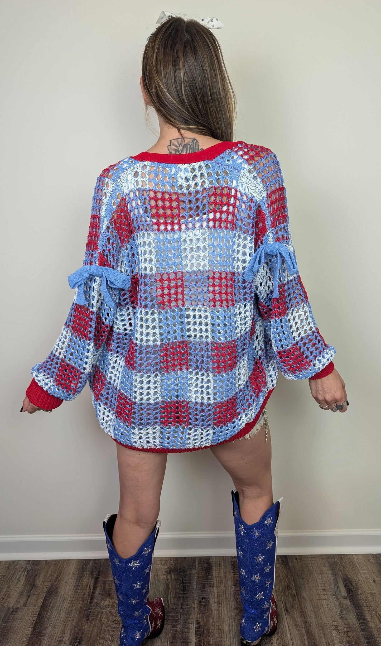 Americana Breeze Open Knit Cardigan
