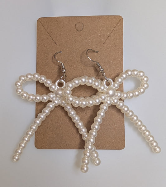 Oversized Pearl Ribbon Dangles