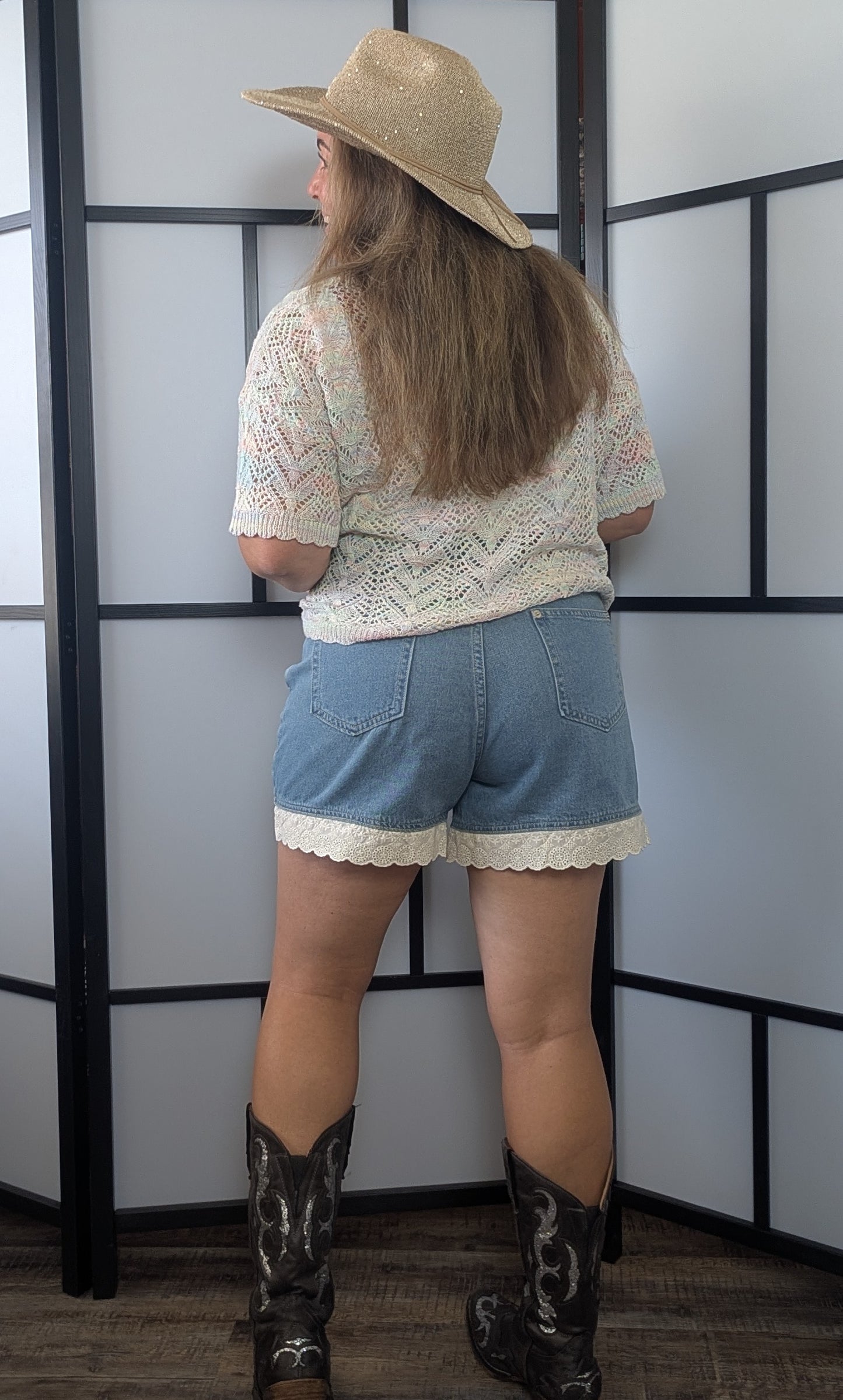Daydream Lace Detail Denim Shorts